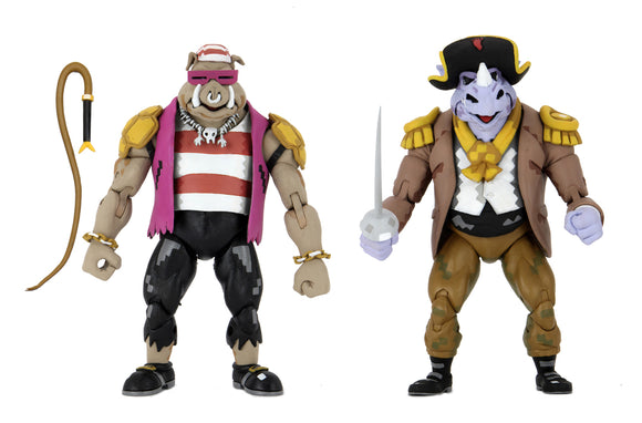 NECA TMNT: Turtles in Time – 7” Scale Action Figures – Pirate Rocksteady & Bebop 2 Pack